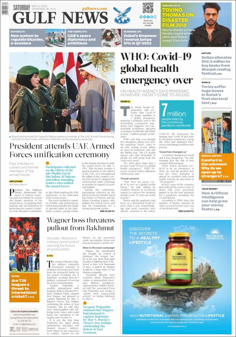 Portada de Gulf News (Asia-Pacífico)