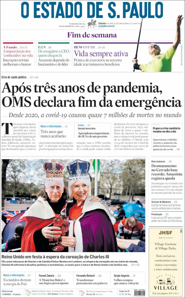 Portada de O Estado de São Paulo (Brasil)