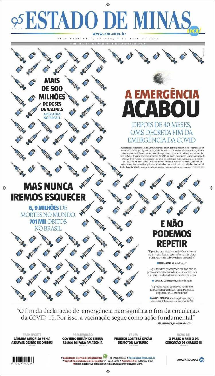Portada de Jornal Estado de Minas (Brasil)