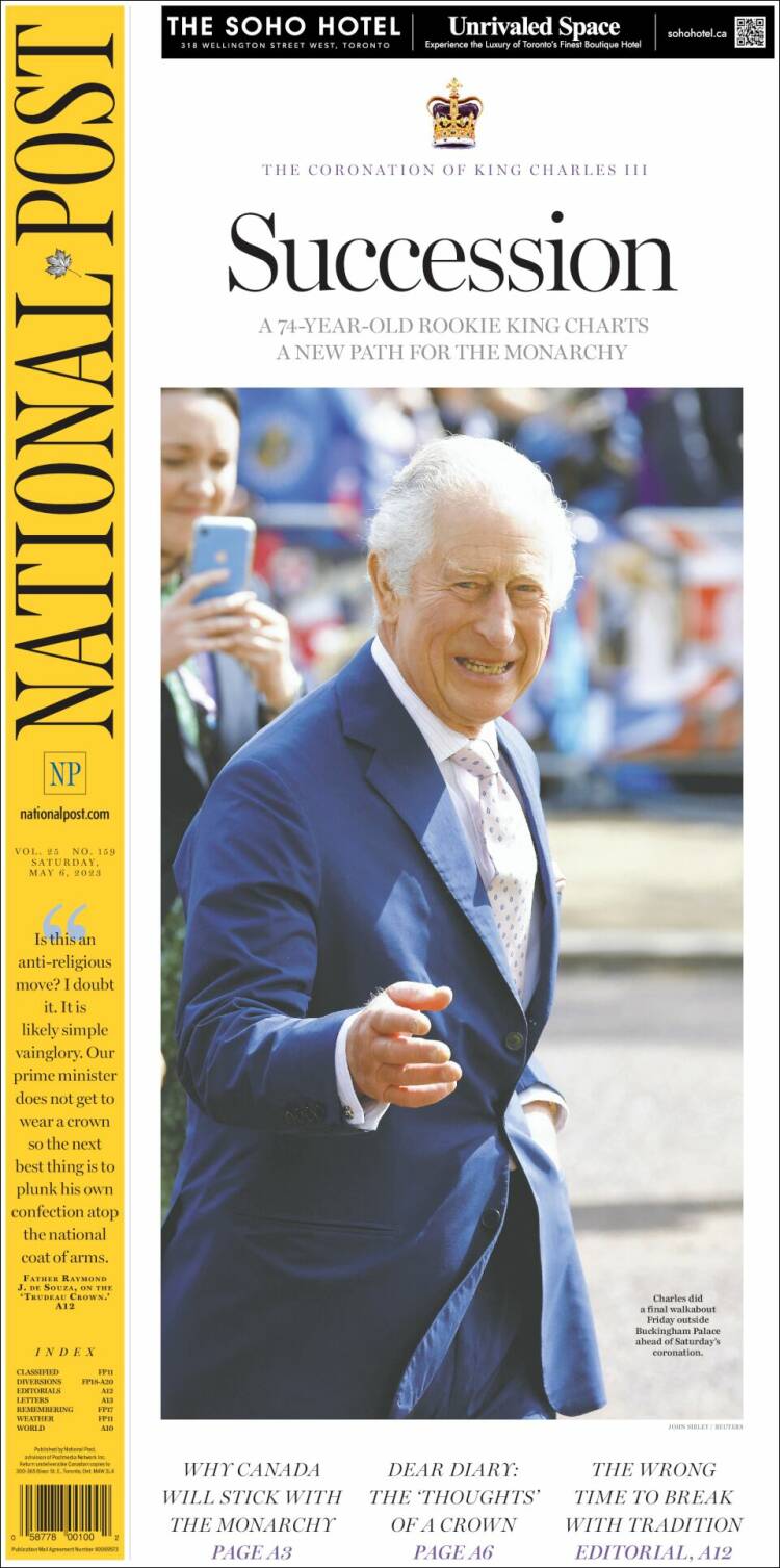 Portada de The National Post (Canadá)