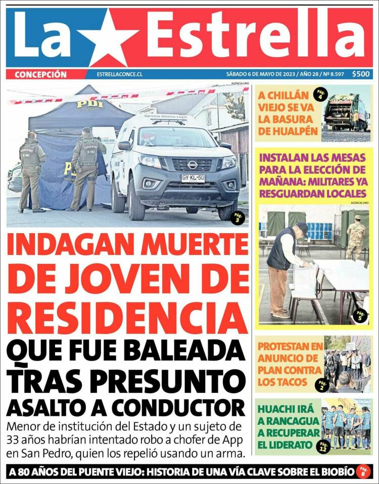 Portada de La Estrella de Concepción (Chile)