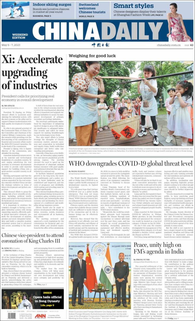 Portada de China Daily (China)