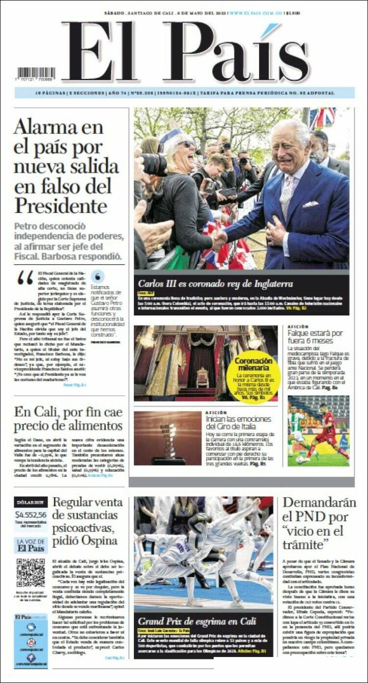 Portada de El País - Cali (Colombia)