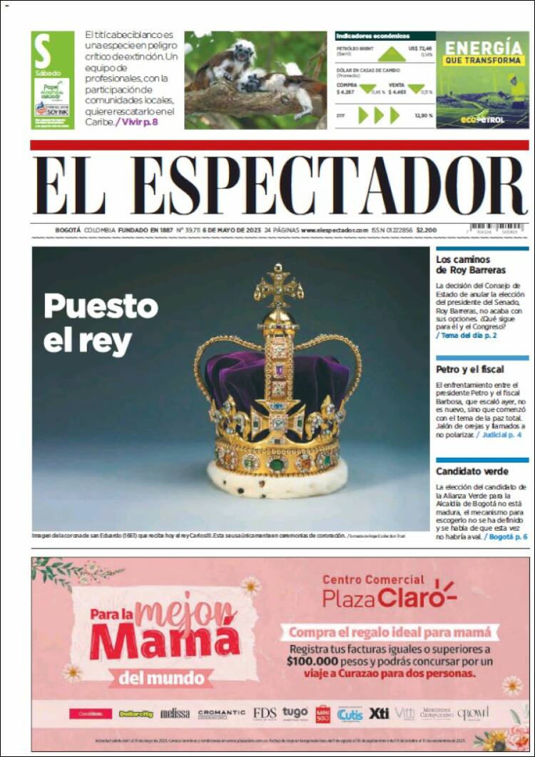 Portada de El Espectador (Colombia)