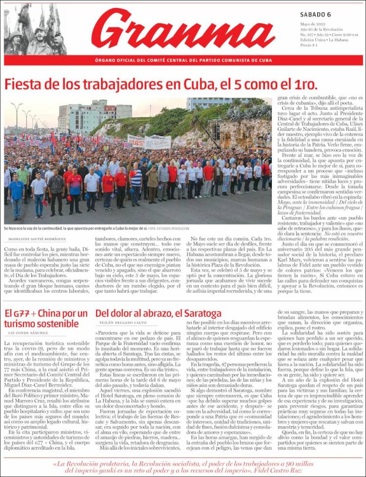 Portada de Granma (Cuba)