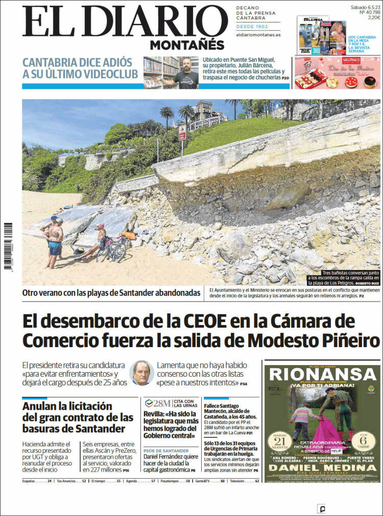 Portada de El Diario Montañés (España)