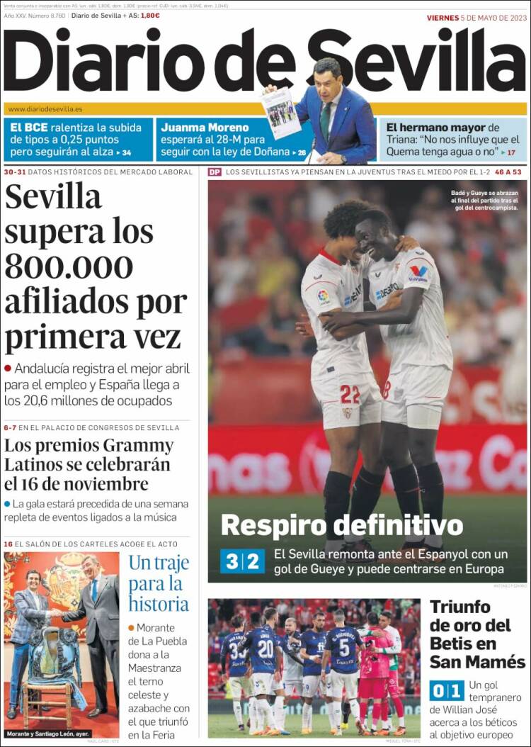 Portada de Diario de Sevilla (España)