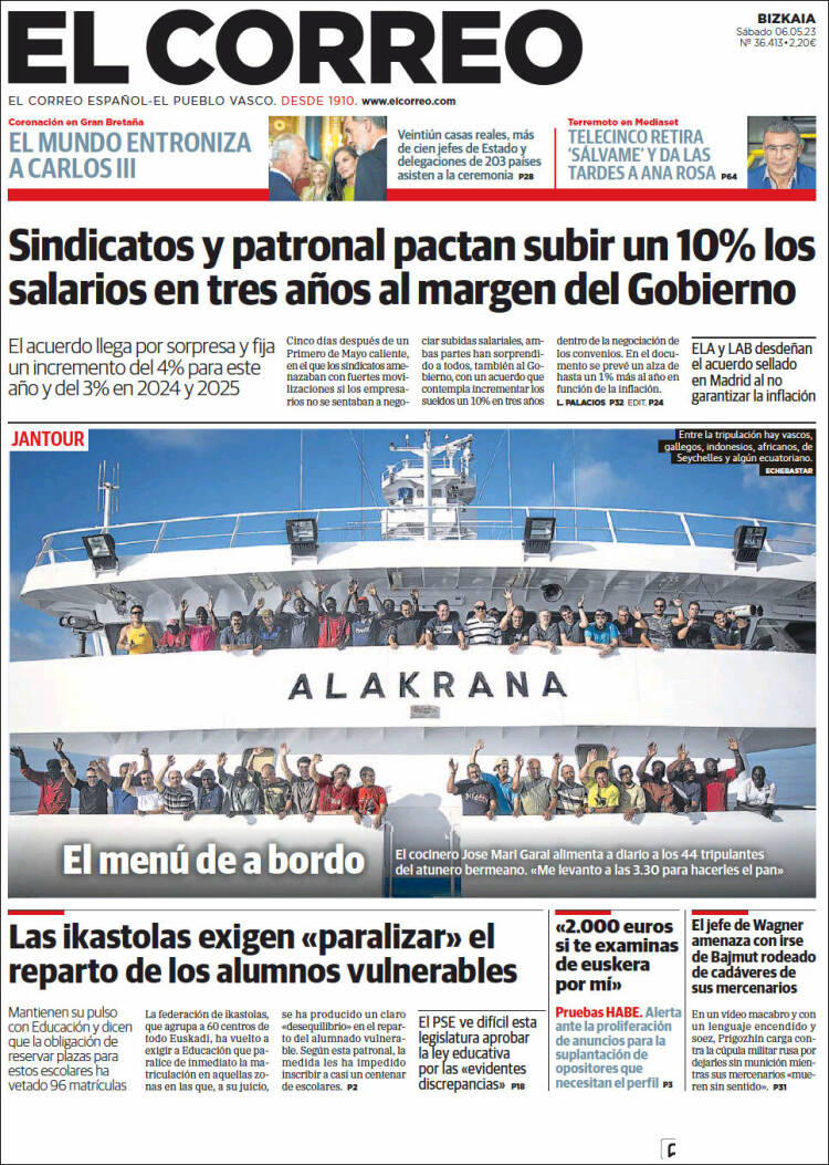 Portada de El Correo (España)