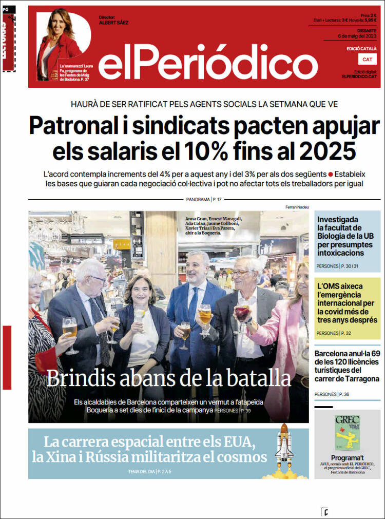 Portada de El Periódico de Catalunya (España)