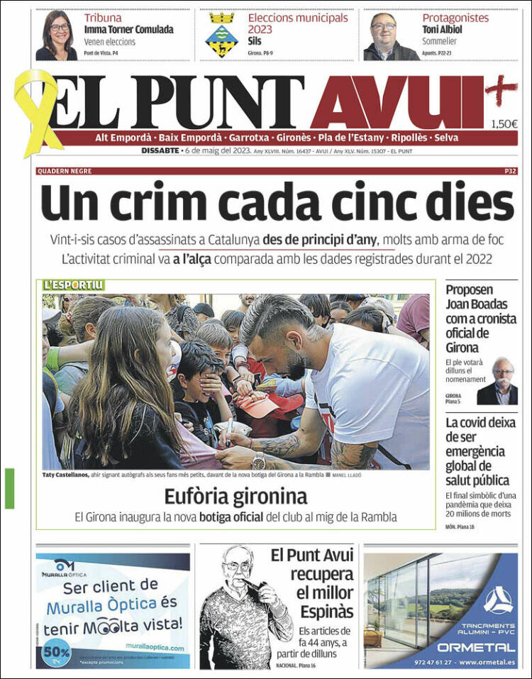 Portada de El Punt Avui - Girona (España)