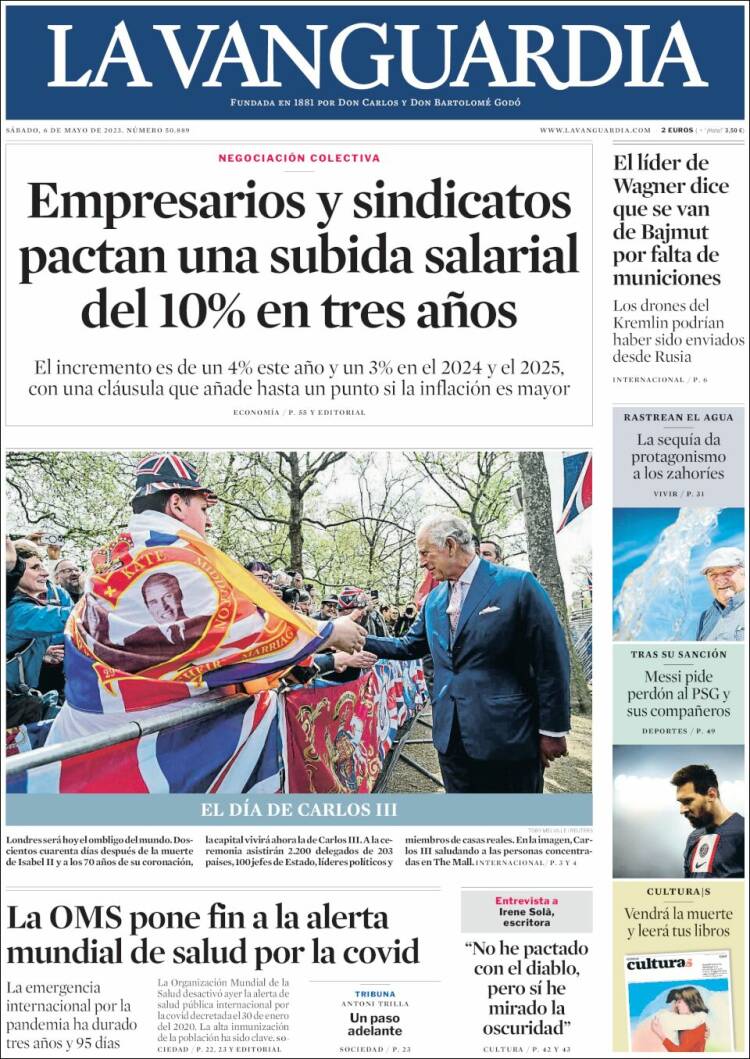 Portada de La Vanguardia (España)