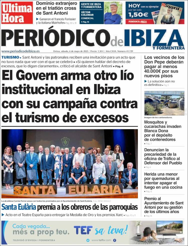 Portada de Periódico de Ibiza (España)