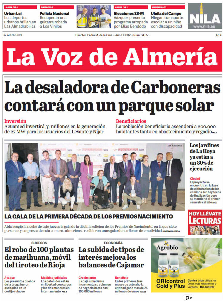 Portada de La Voz de Almería (España)