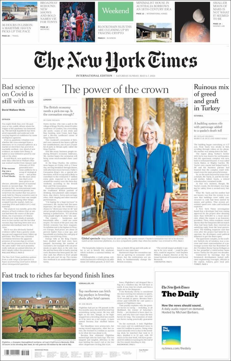 Portada de International New York Times (Europa)