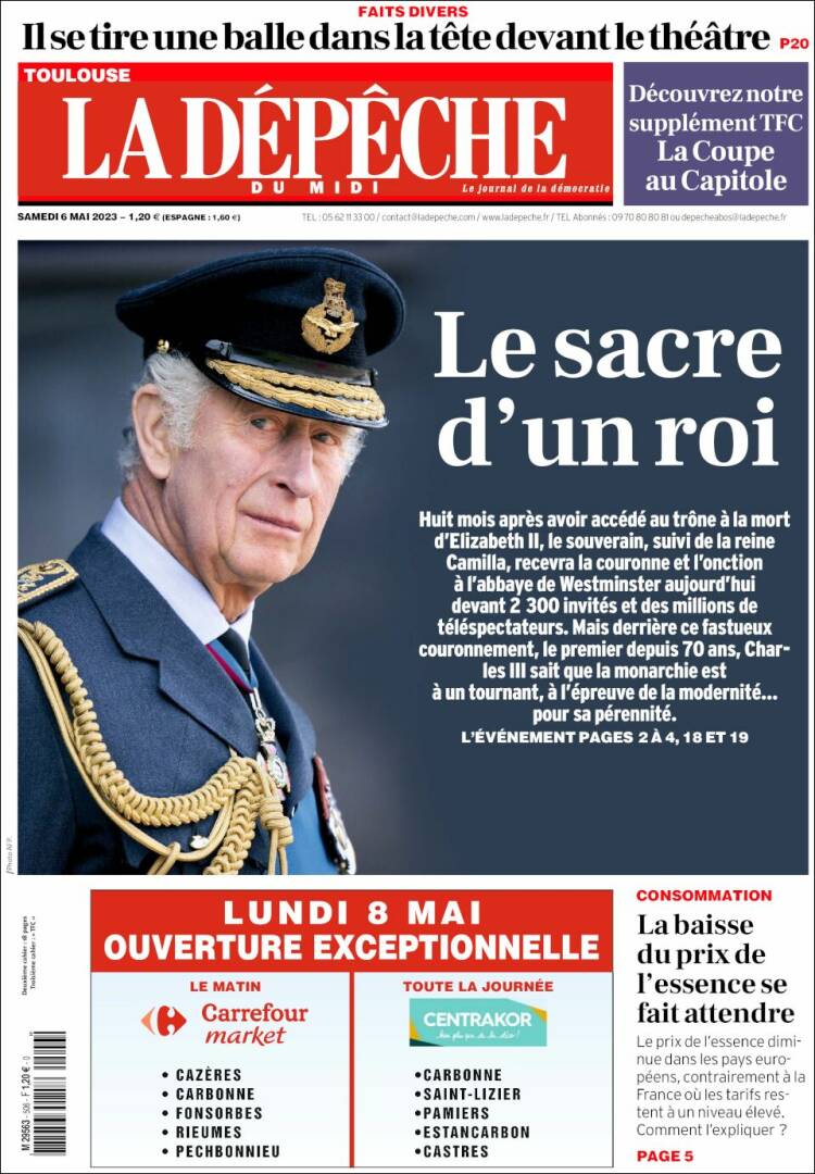 Portada de La Dépêche du Midi (Francia)