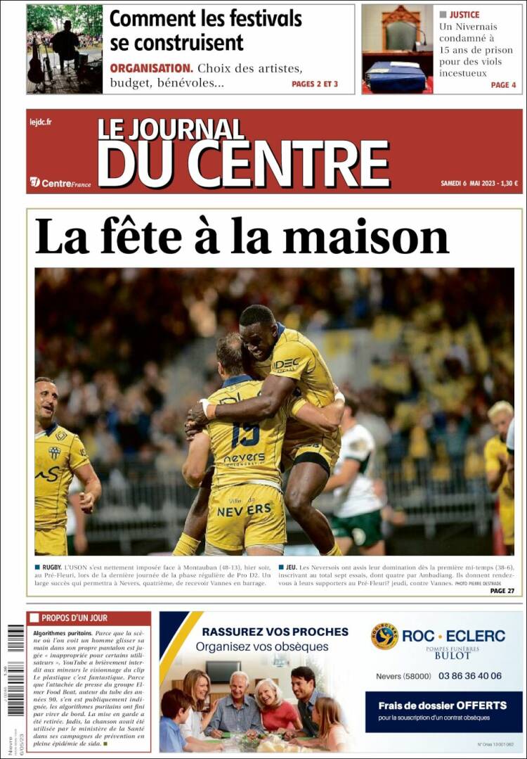 Portada de Le Journal du Centre (France)