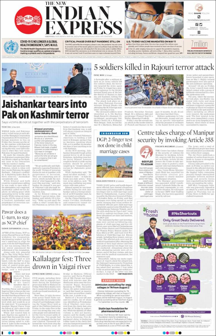 Portada de New Indian Express (India)