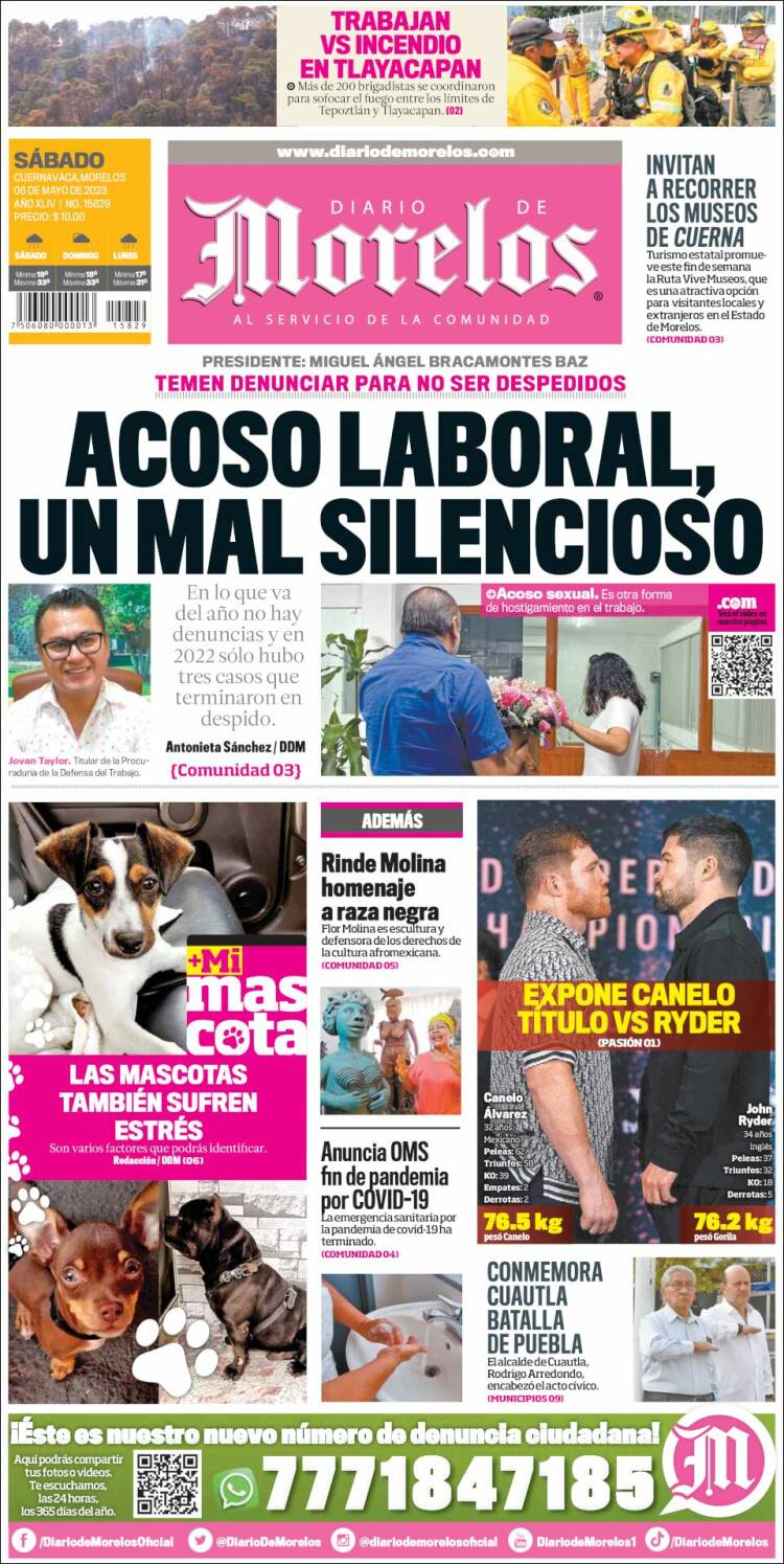 Portada de Diario de Morelos (México)