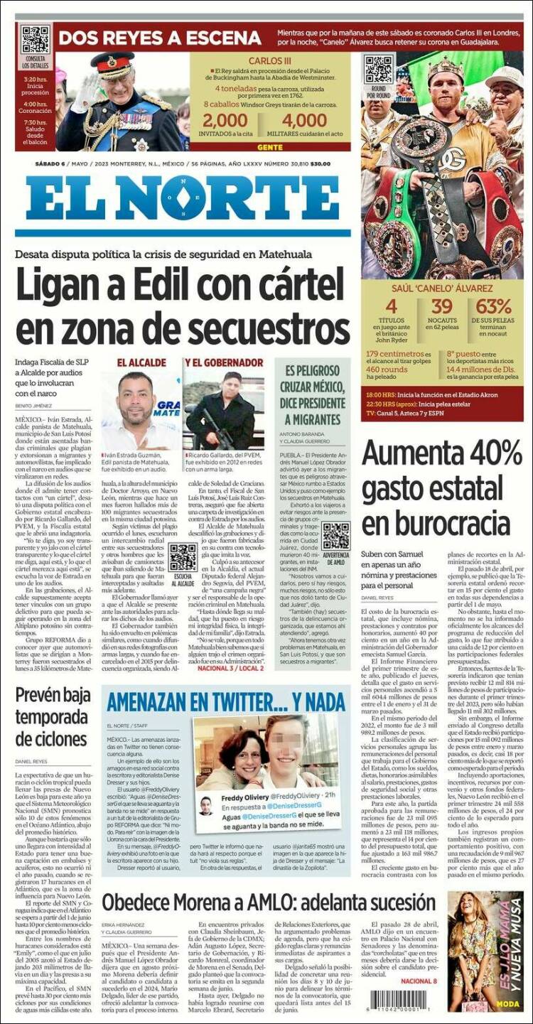 Portada de El Norte (México)