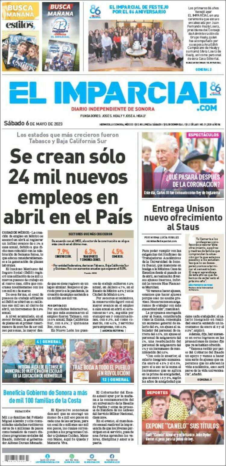 Portada de El Imparcial (México)