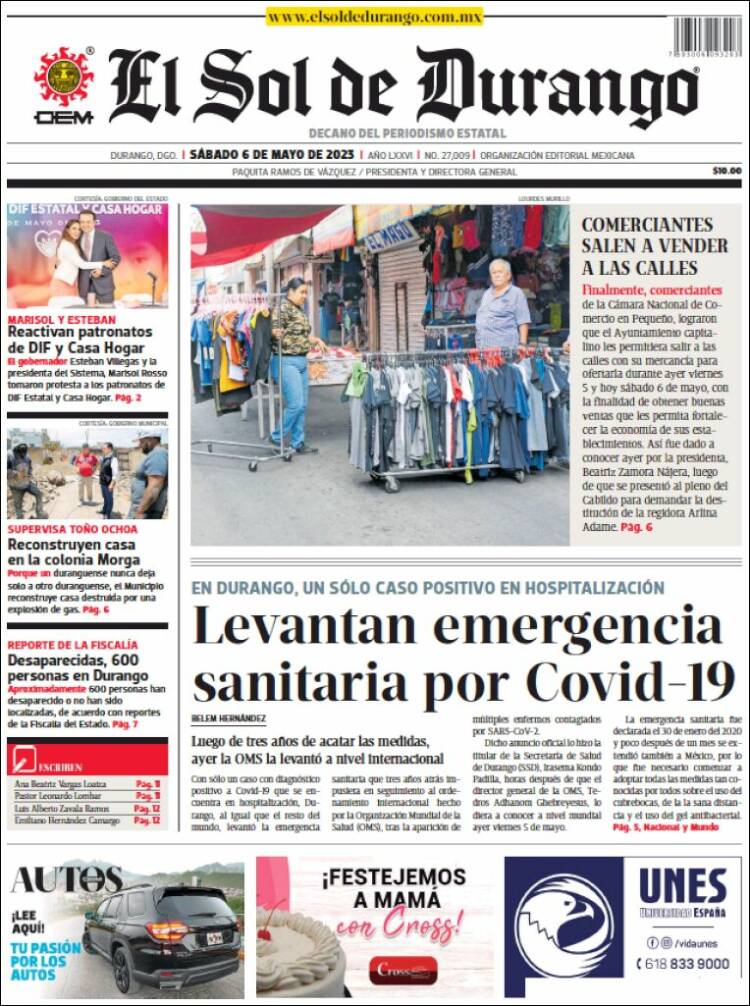 Portada de El Sol de Durango (México)