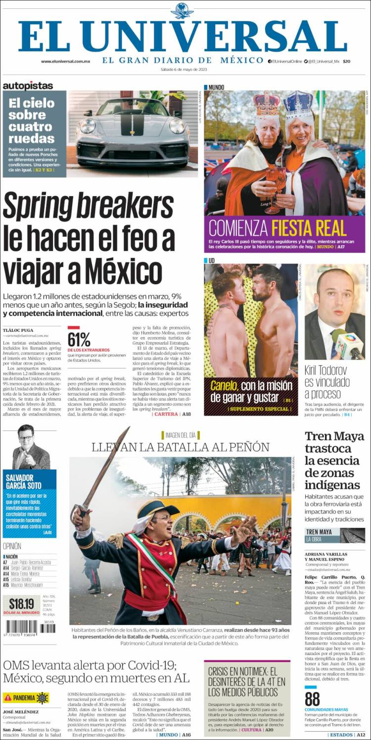 Portada de El Universal (México)