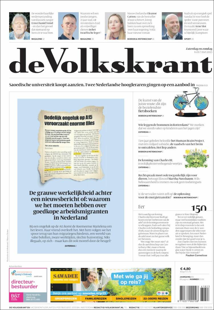 Portada de De Volkskrant (Pa&iacute;ses Bajos)