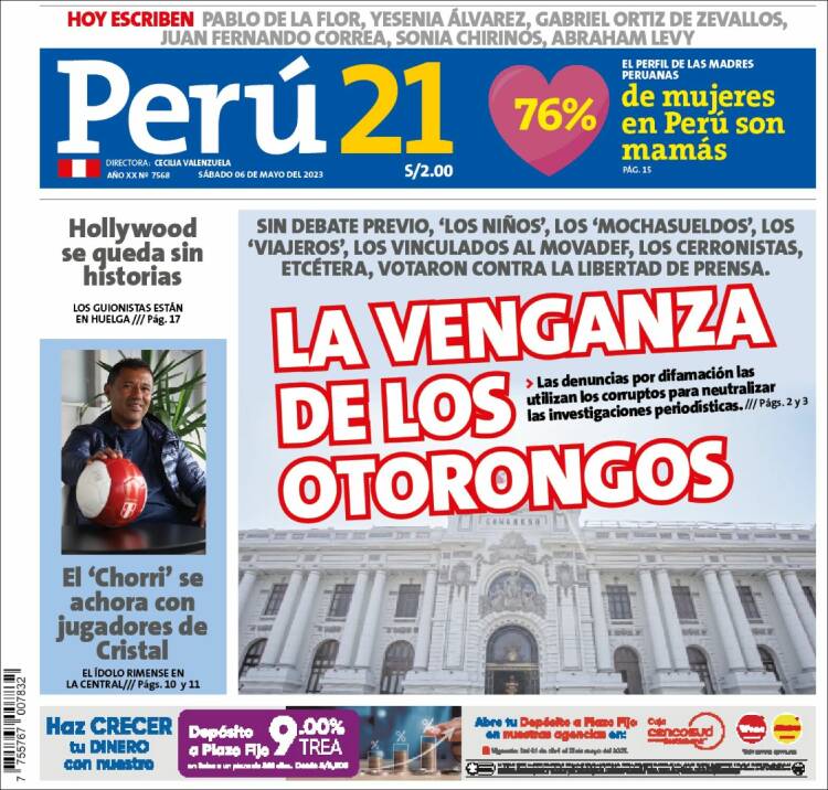 Portada de Perú 21 (Per&uacute;)