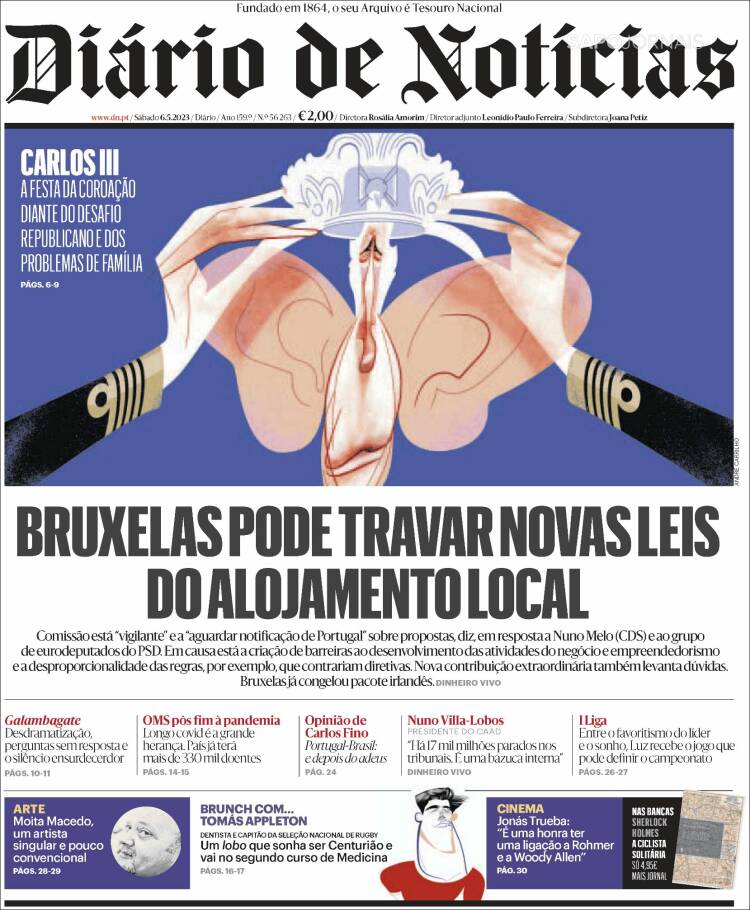 Portada de Diário de Noticias (Portugal)