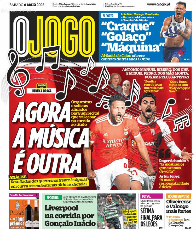 Portada de O Jogo (Portugal)