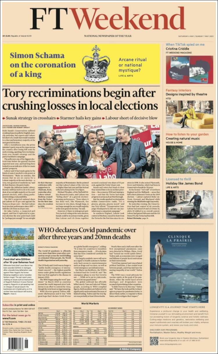 Portada de Financial Times (Reino Unido)