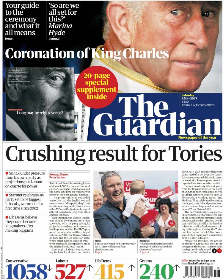 Portada de The Guardian (Royaume-Uni)