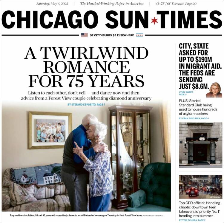 Portada de Chicago Sun-Times (USA)