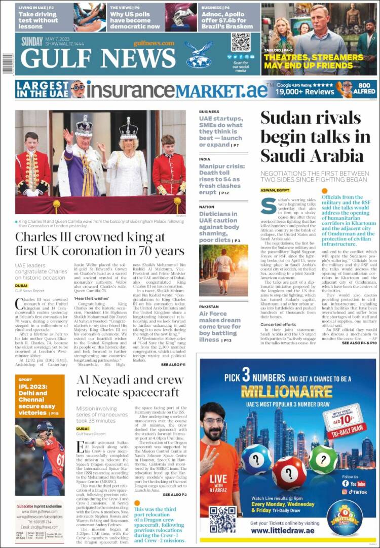 Portada de Gulf News (Asia-Pacífico)