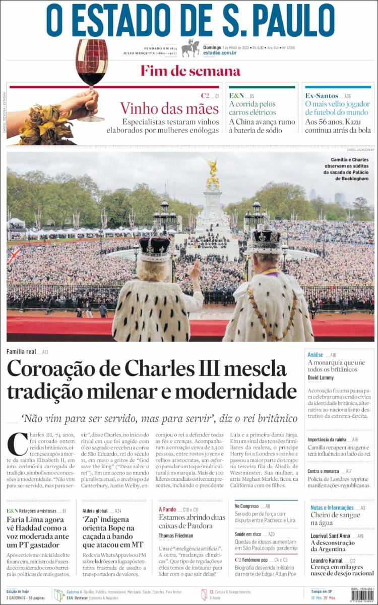 Portada de O Estado de São Paulo (Brasil)