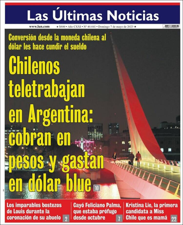 Portada de Las Últimas Noticias (Chile)