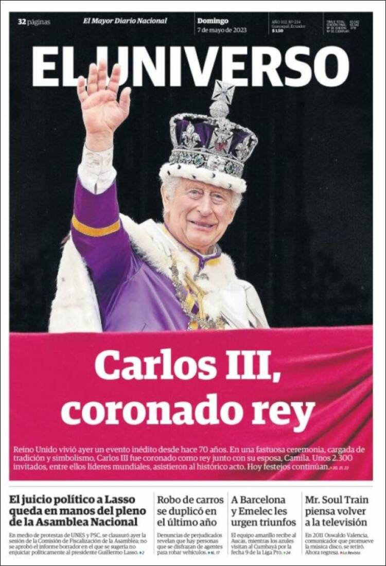 Portada de El Universo - Ecuador (Ecuador)