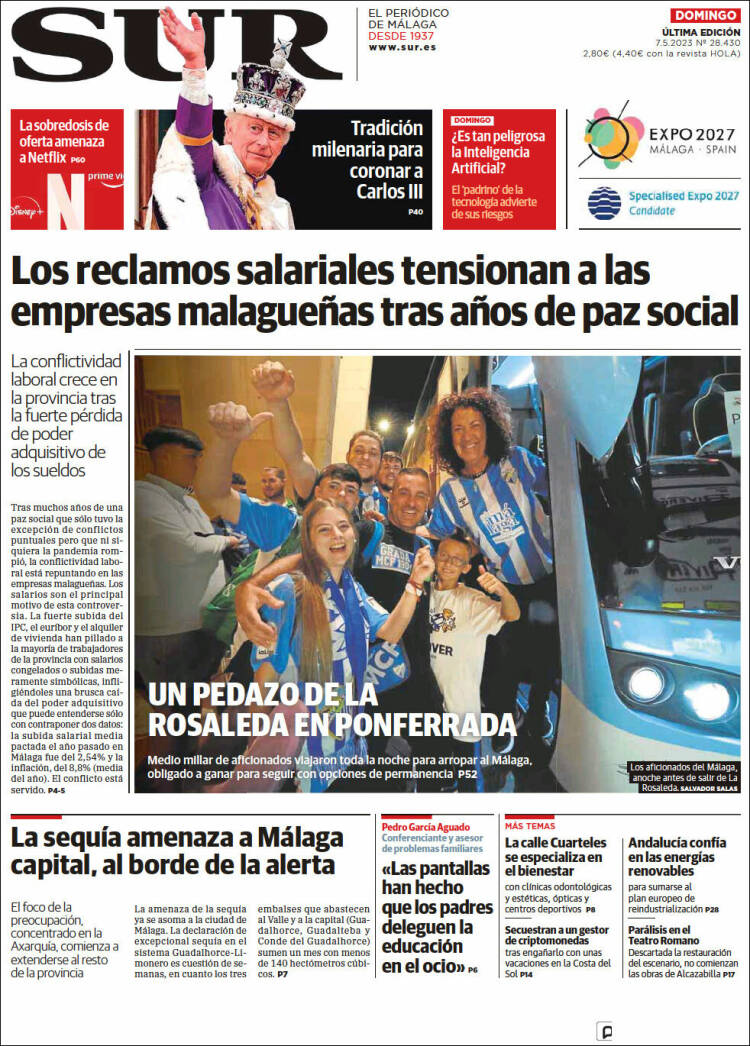 Portada de Diario el Sur (España)