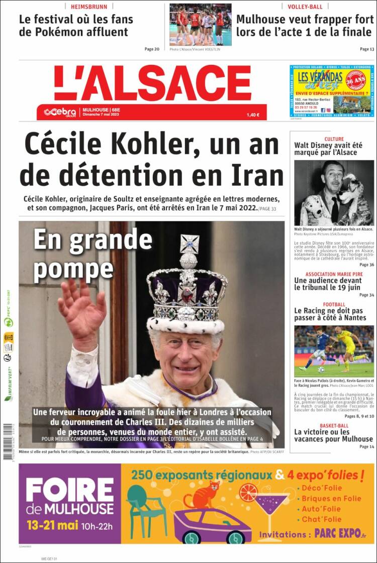 Portada de Journal L'Alsace (Francia)