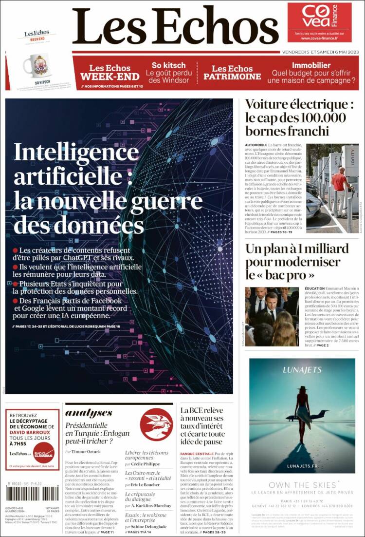 Portada de Les Echos (Francia)