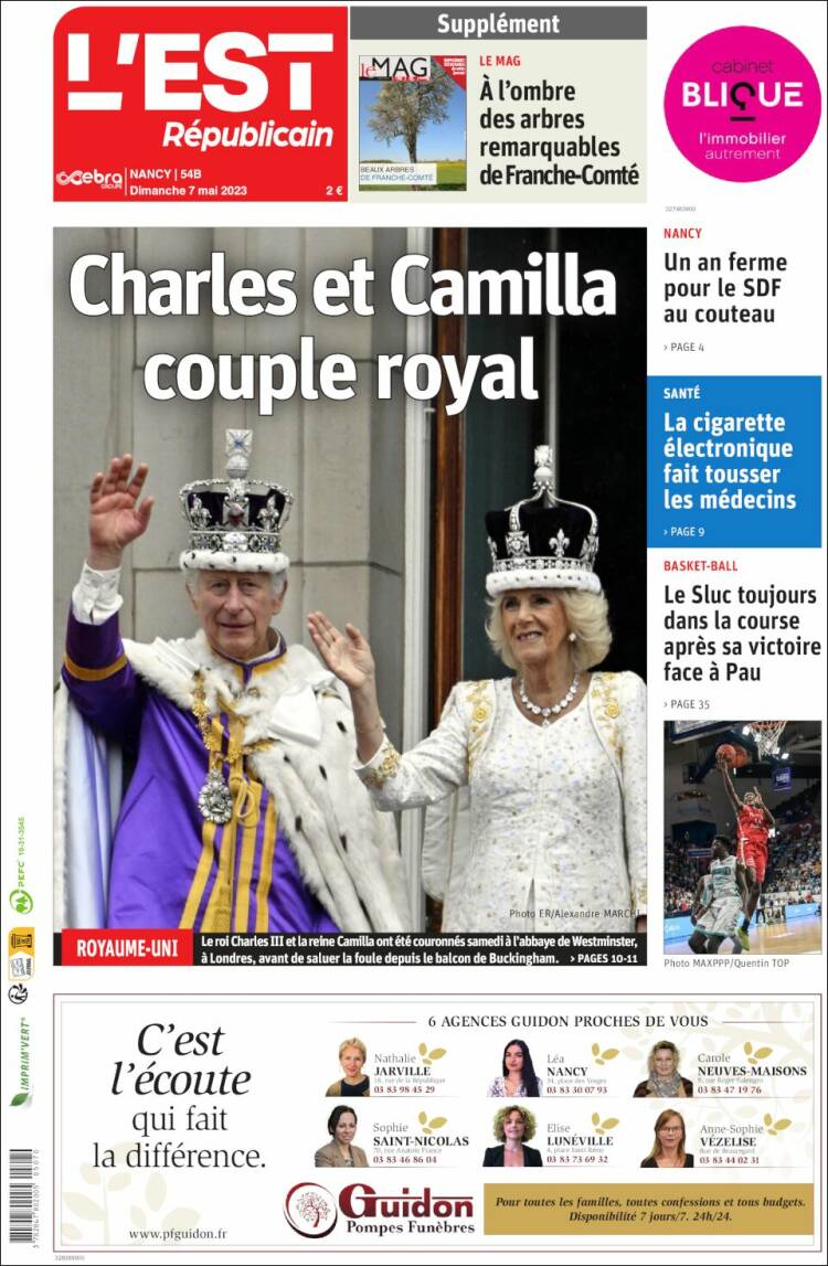 Portada de L'Est Republicain (Francia)