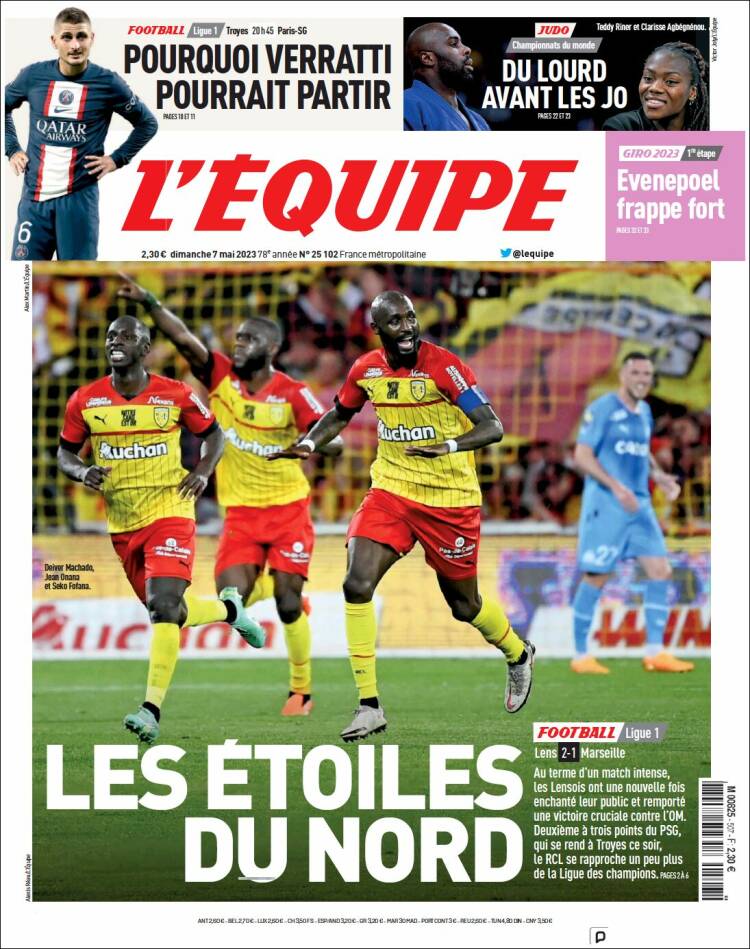 Portada de L'Equipe (Francia)