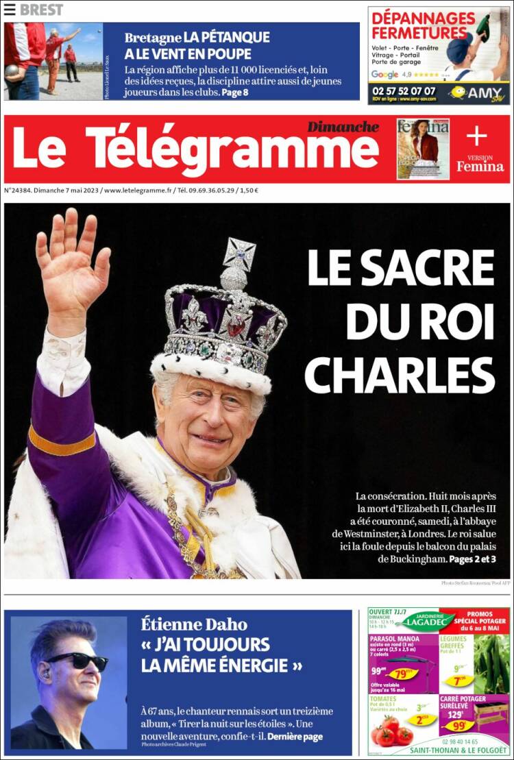 Portada de Télégramme (Francia)