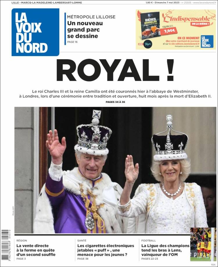 Portada de La Voix du Nord (Francia)