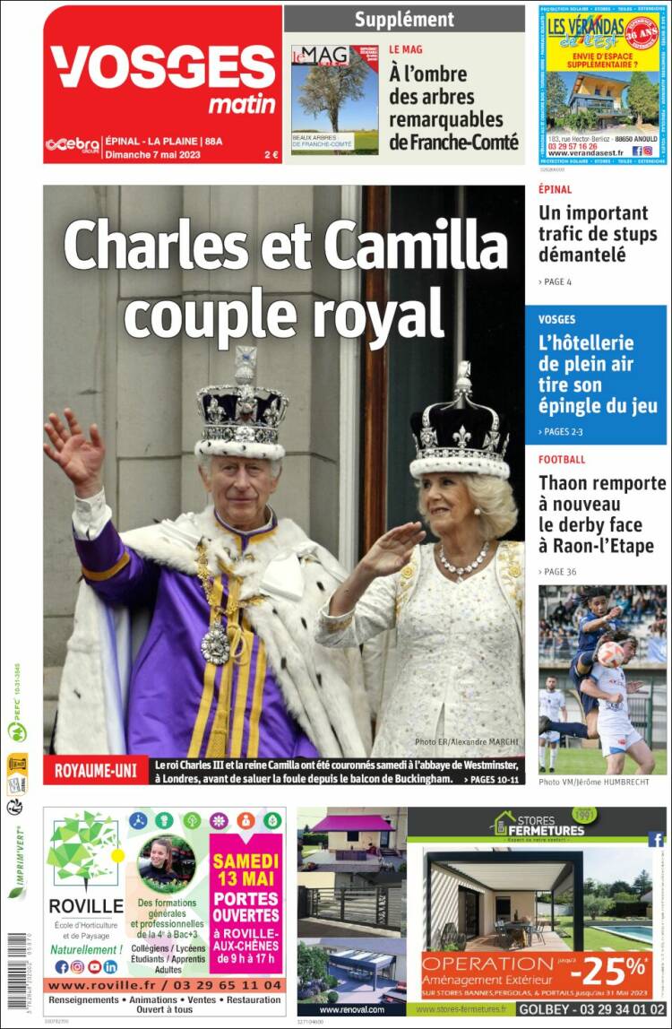 Portada de Vosges Matin (Francia)