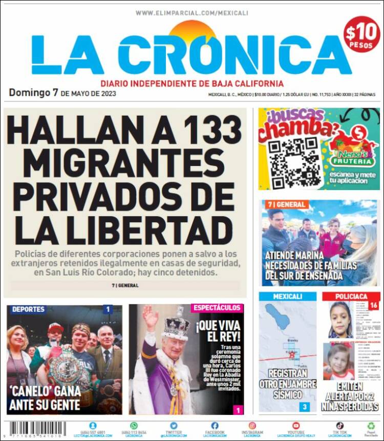 Portada de La Crónica de Baja California (México)