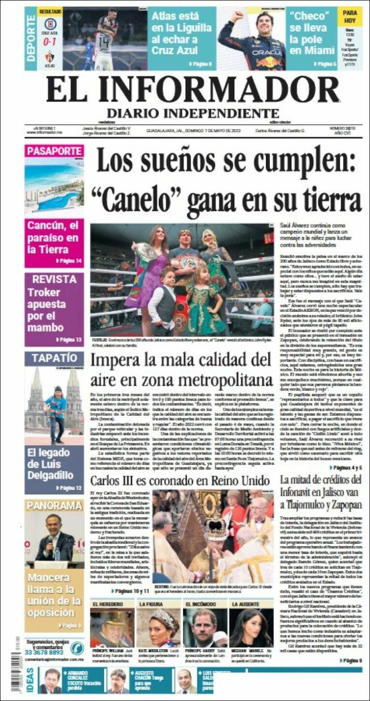 Portada de El Informador (México)