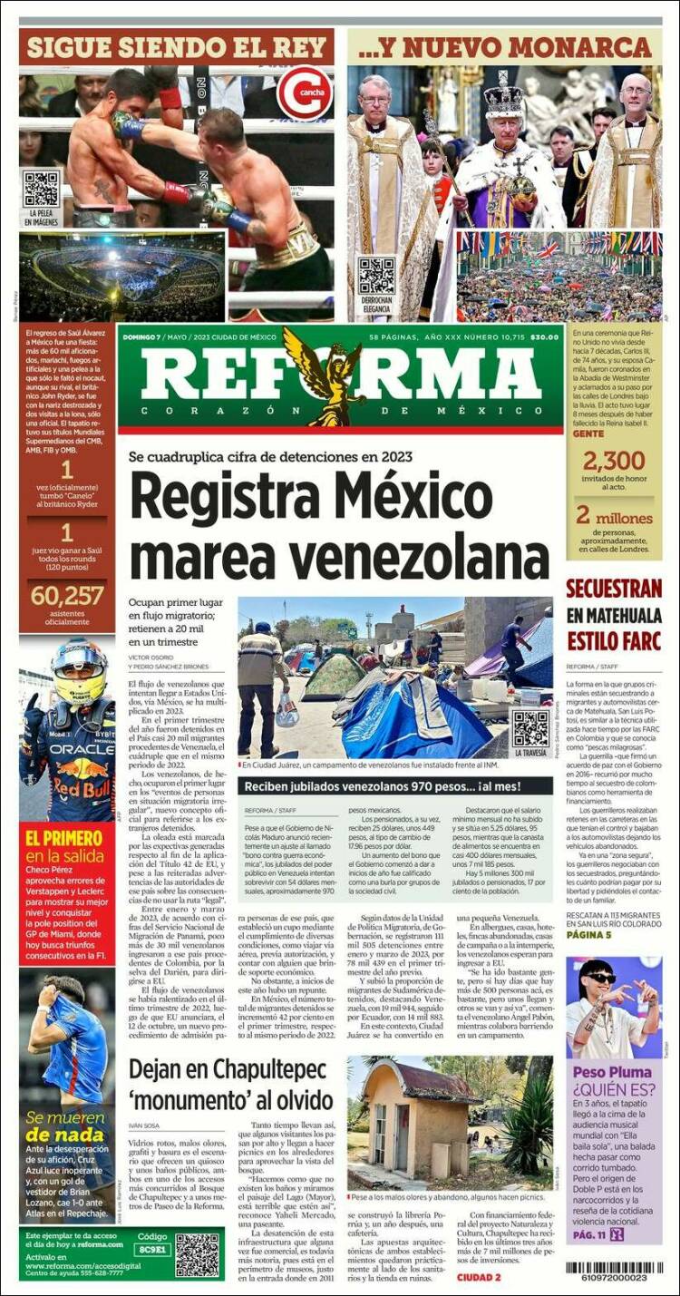 Portada de Reforma (México)