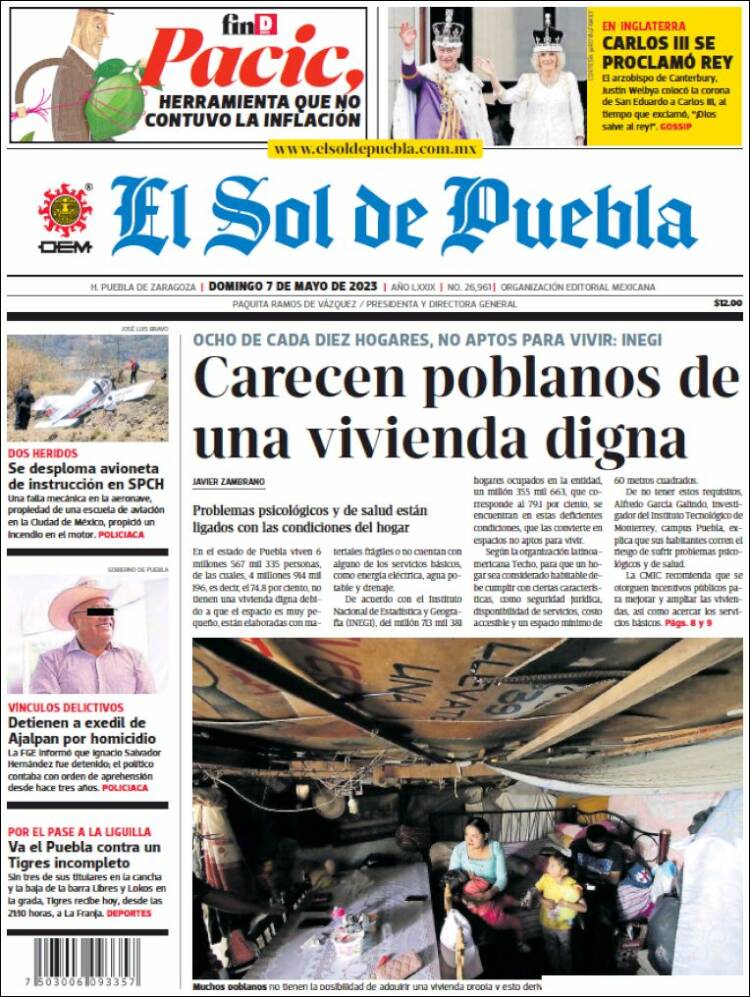 Portada de El Sol de Puebla (México)