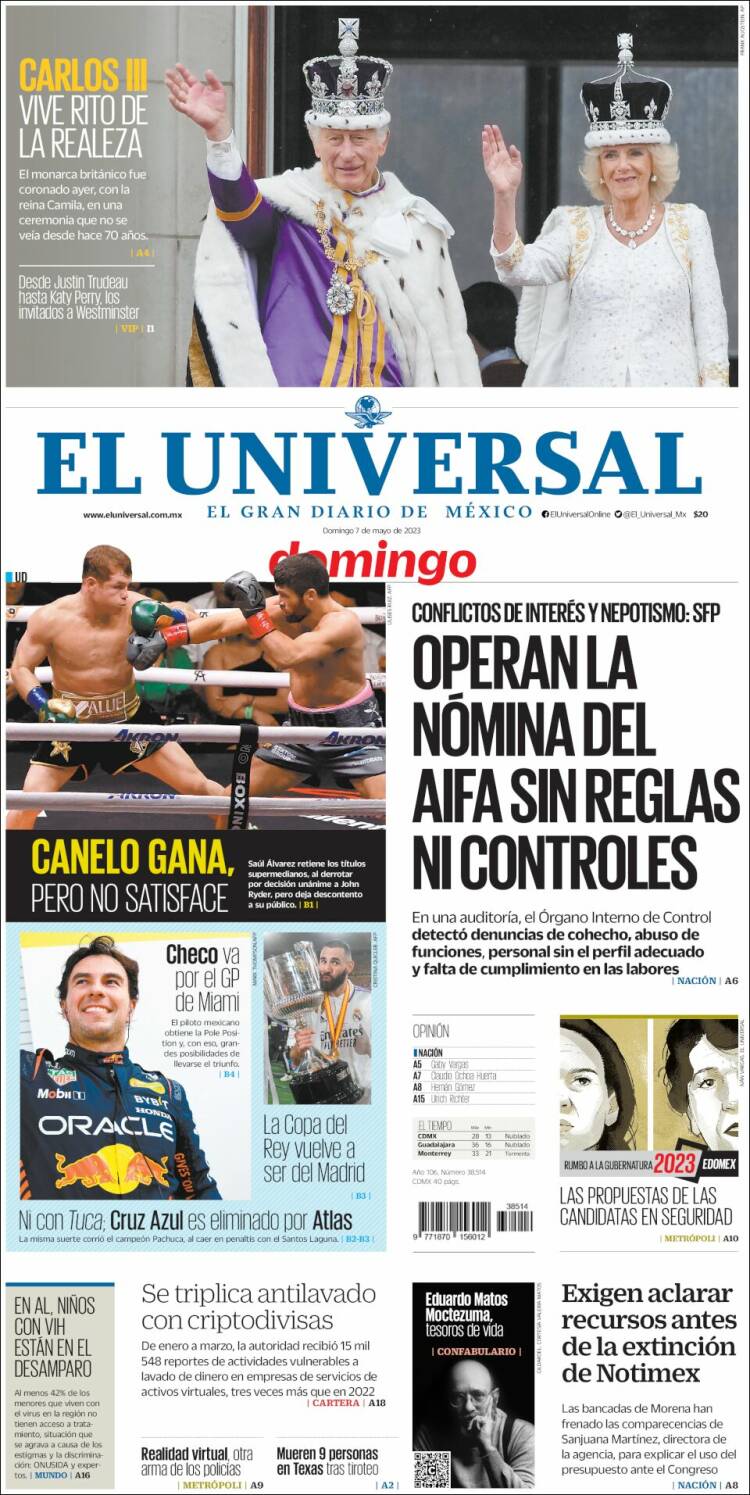 Portada de El Universal (México)